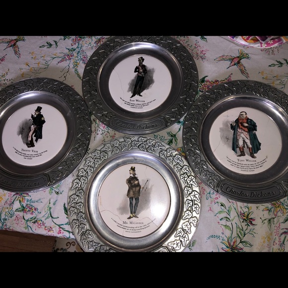 RWP Wilton Columbia Pewter Plates 4 CHARLES DICKEN - Picture 1 of 8